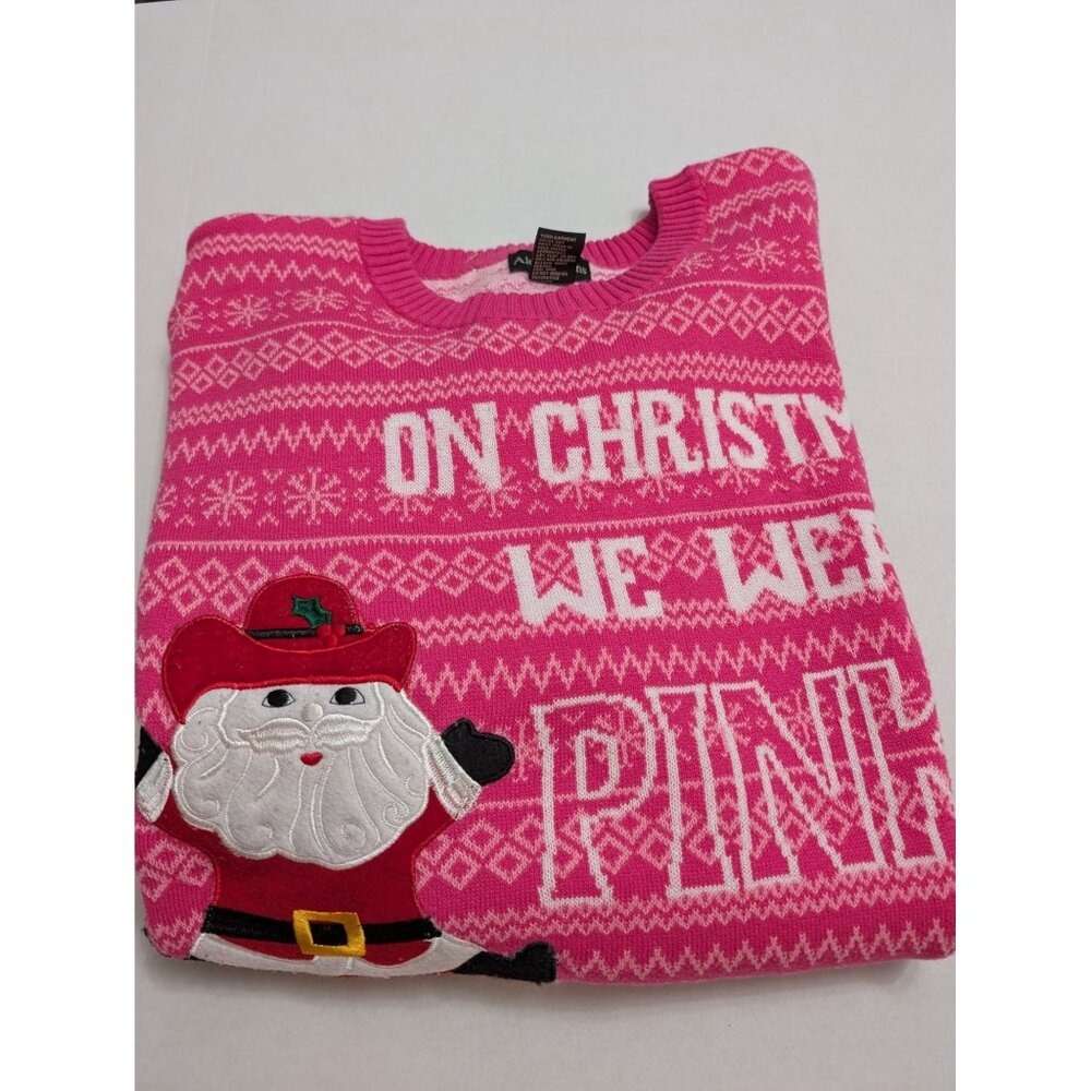 Alex Stevens On Christmas we wear pink Santa pink 2x 100% cotton‎ Ugly Sweater